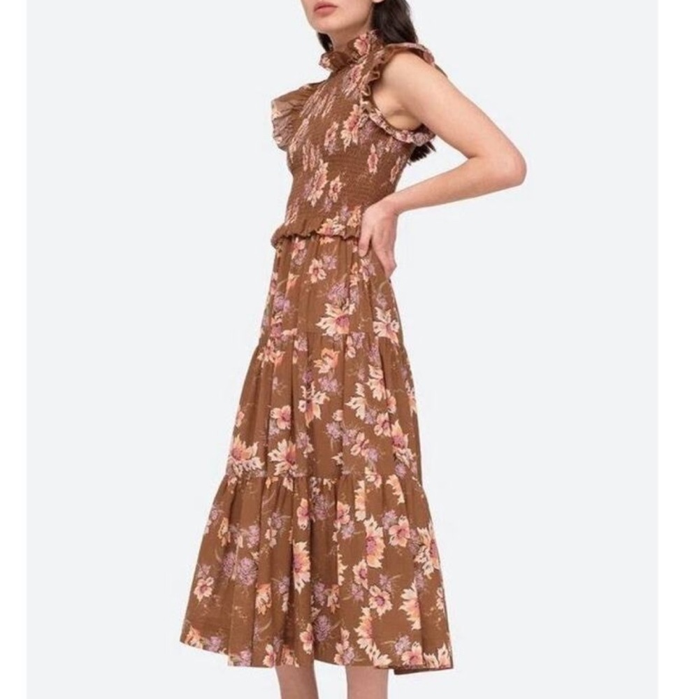 Sea New York Sylvie Cotton Brown Floral Dress